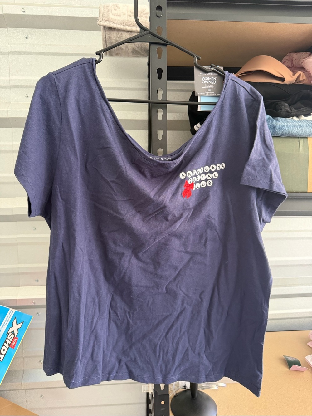 Grayson Threads Navy Short-Sleeve Tee with Red Accent